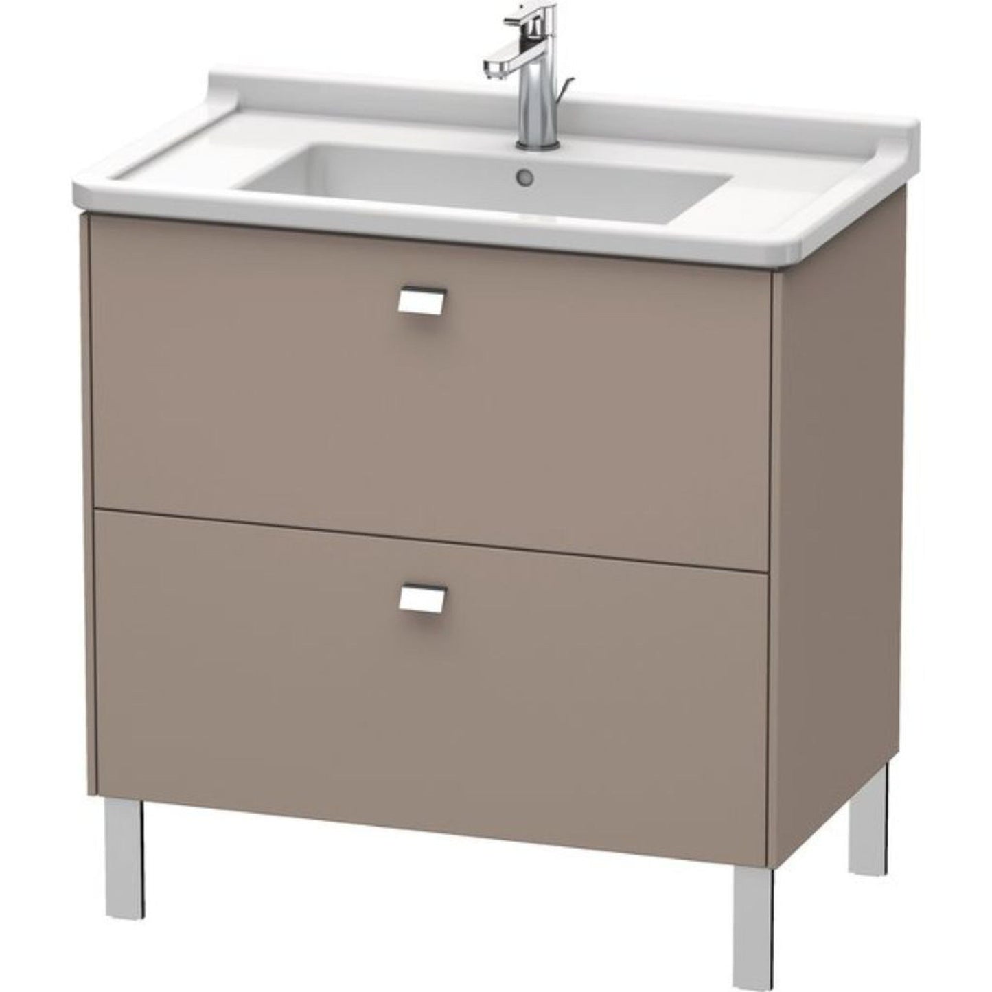 Duravit Brioso BR44220 32" x 27" x 18" Two Drawer Floor Standing Vanity Unit in Basalt Matt and Chrome Handle