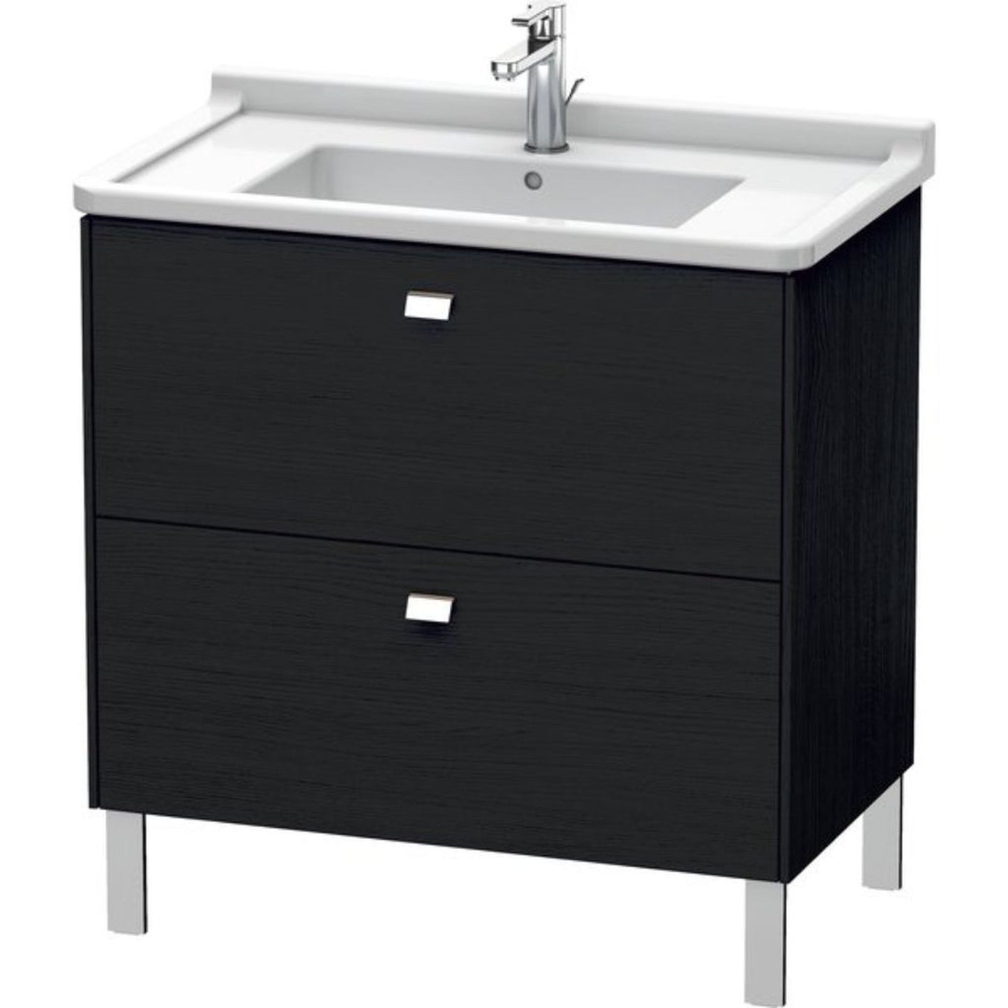 Duravit Brioso BR44220 32" x 27" x 18" Two Drawer Floor Standing Vanity Unit in Black Oak and Chrome Handle
