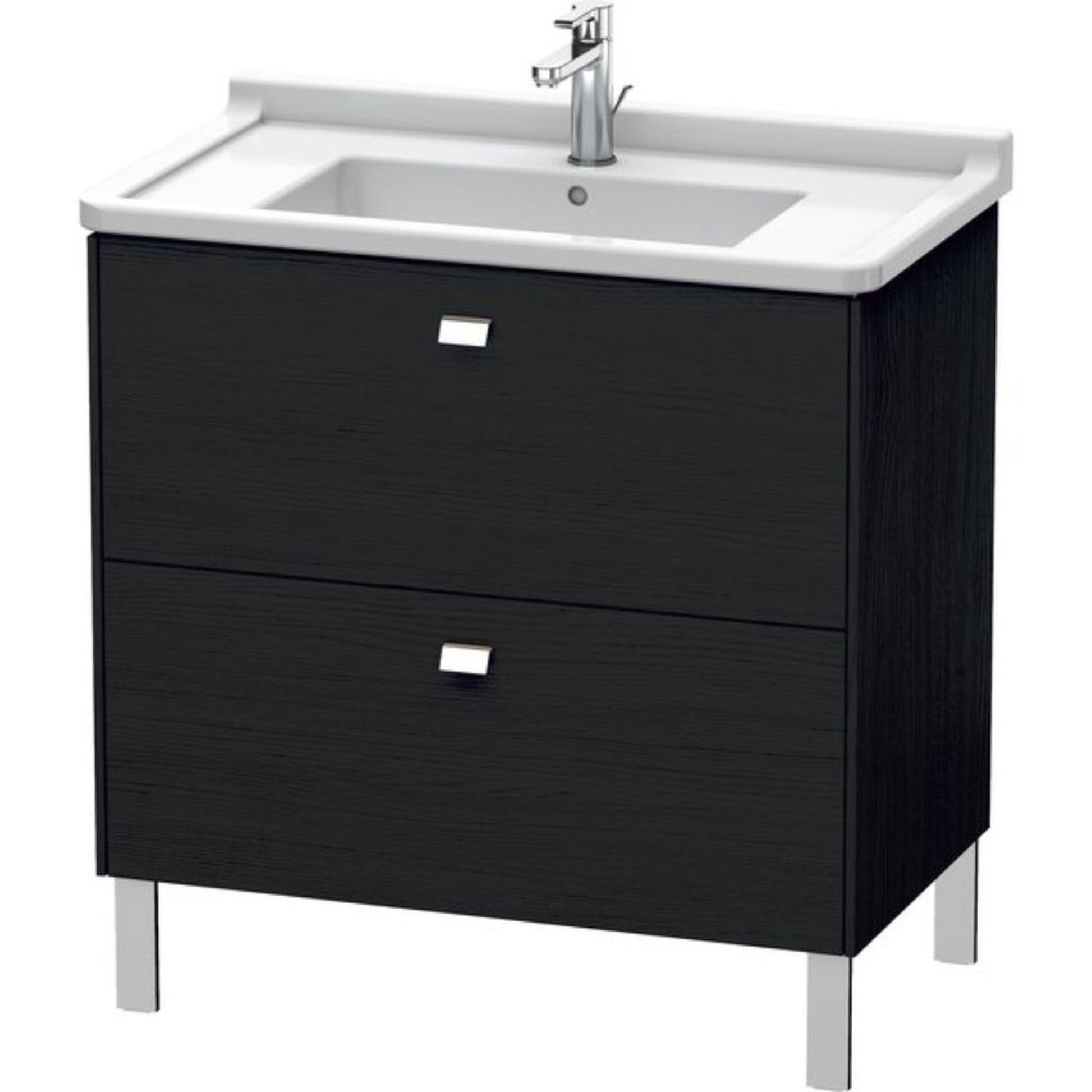 Duravit Brioso BR44220 32" x 27" x 18" Two Drawer Floor Standing Vanity Unit in Black Oak and Chrome Handle