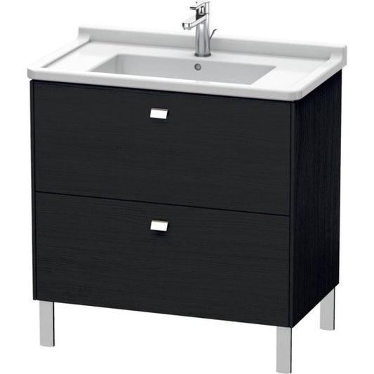 Duravit Brioso BR44220 32" x 27" x 18" Two Drawer Floor Standing Vanity Unit in Black Oak and Chrome Handle