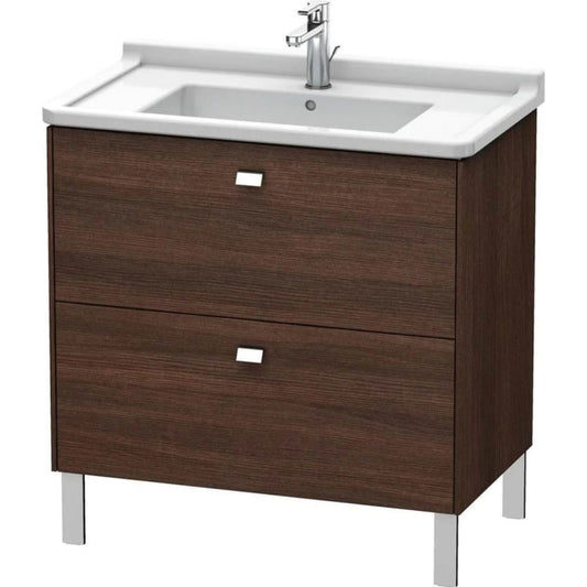 Duravit Brioso BR44220 32" x 27" x 18" Two Drawer Floor Standing Vanity Unit in Chestnut Dark and Chrome Handle