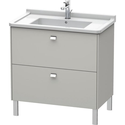 Duravit Brioso BR44220 32" x 27" x 18" Two Drawer Floor Standing Vanity Unit in Concrete Grey Matt and Chrome Handle