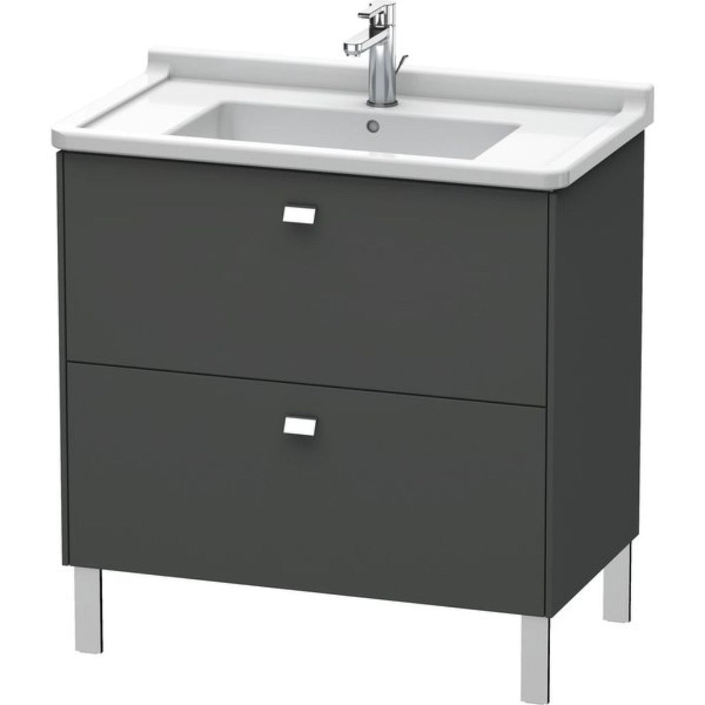 Duravit Brioso BR44220 32" x 27" x 18" Two Drawer Floor Standing Vanity Unit in Graphite Matt and Chrome Handle