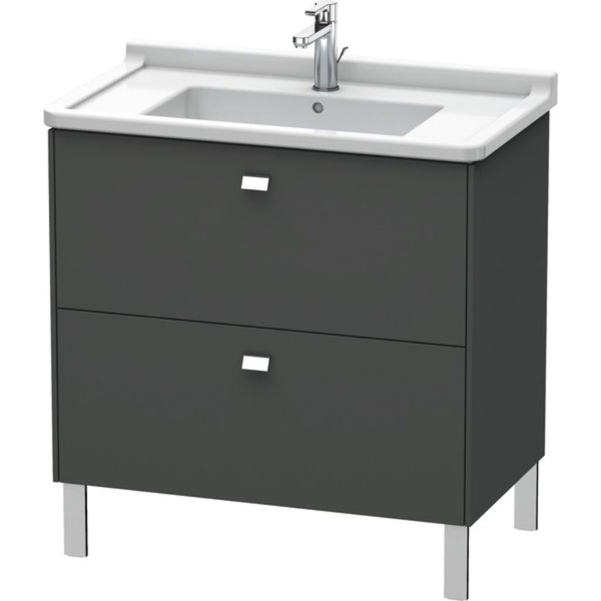 Duravit Brioso BR44220 32" x 27" x 18" Two Drawer Floor Standing Vanity Unit in Graphite Matt and Chrome Handle