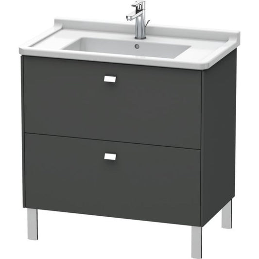 Duravit Brioso BR44220 32" x 27" x 18" Two Drawer Floor Standing Vanity Unit in Graphite Matt and Chrome Handle