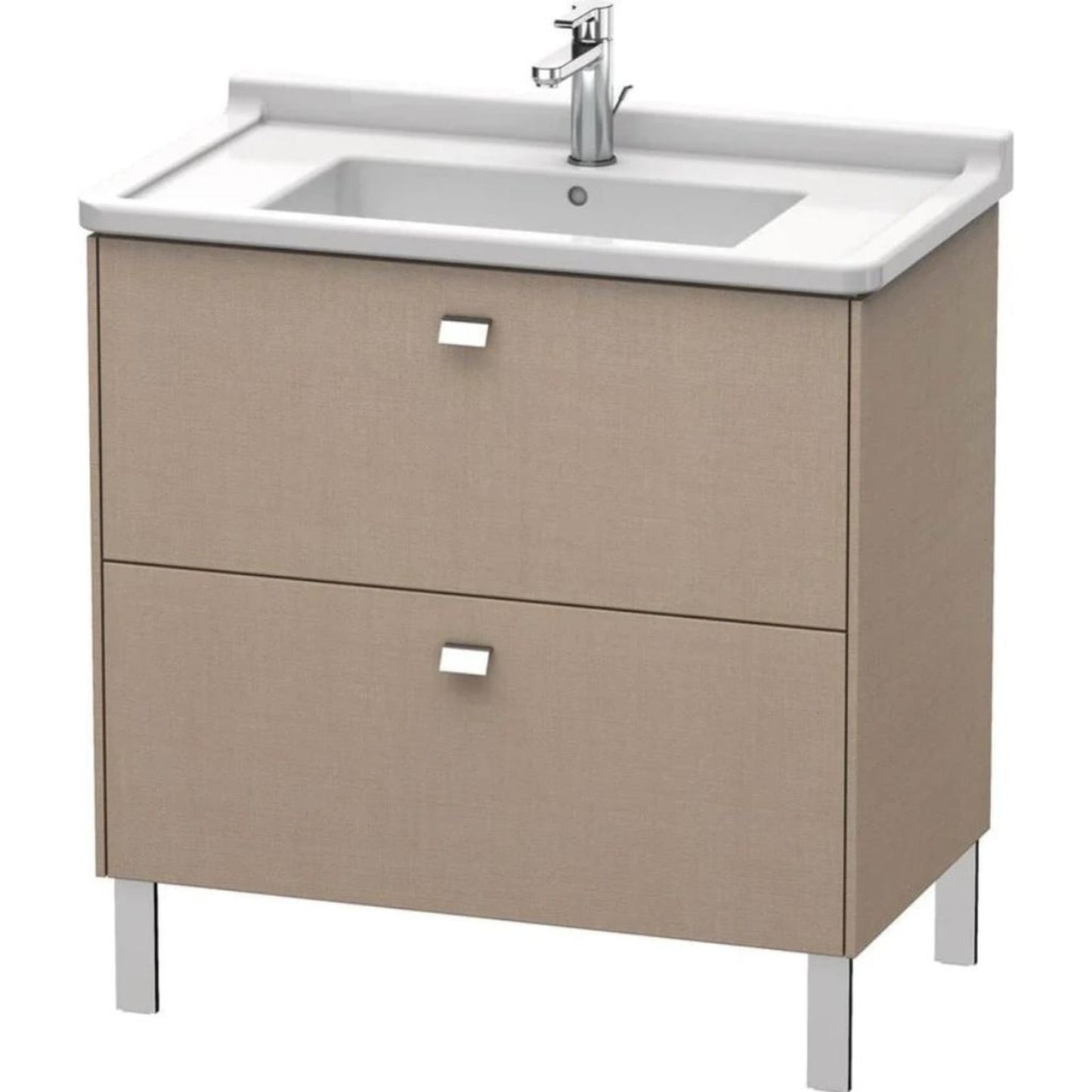 Duravit Brioso BR44220 32" x 27" x 18" Two Drawer Floor Standing Vanity Unit in Linen and Chrome Handle