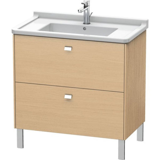 Duravit Brioso BR44220 32" x 27" x 18" Two Drawer Floor Standing Vanity Unit in Natural Oak and Chrome Handle