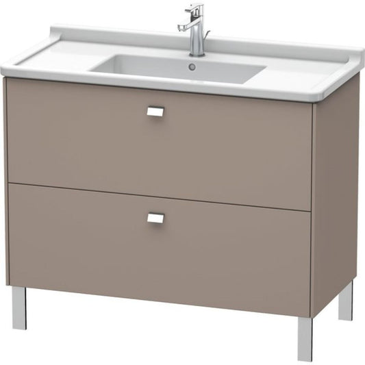 Duravit Brioso BR44230 40" x 27" x 18" Two Drawer Floor Standing Vanity Unit in Basalt Matt and Chrome Handle