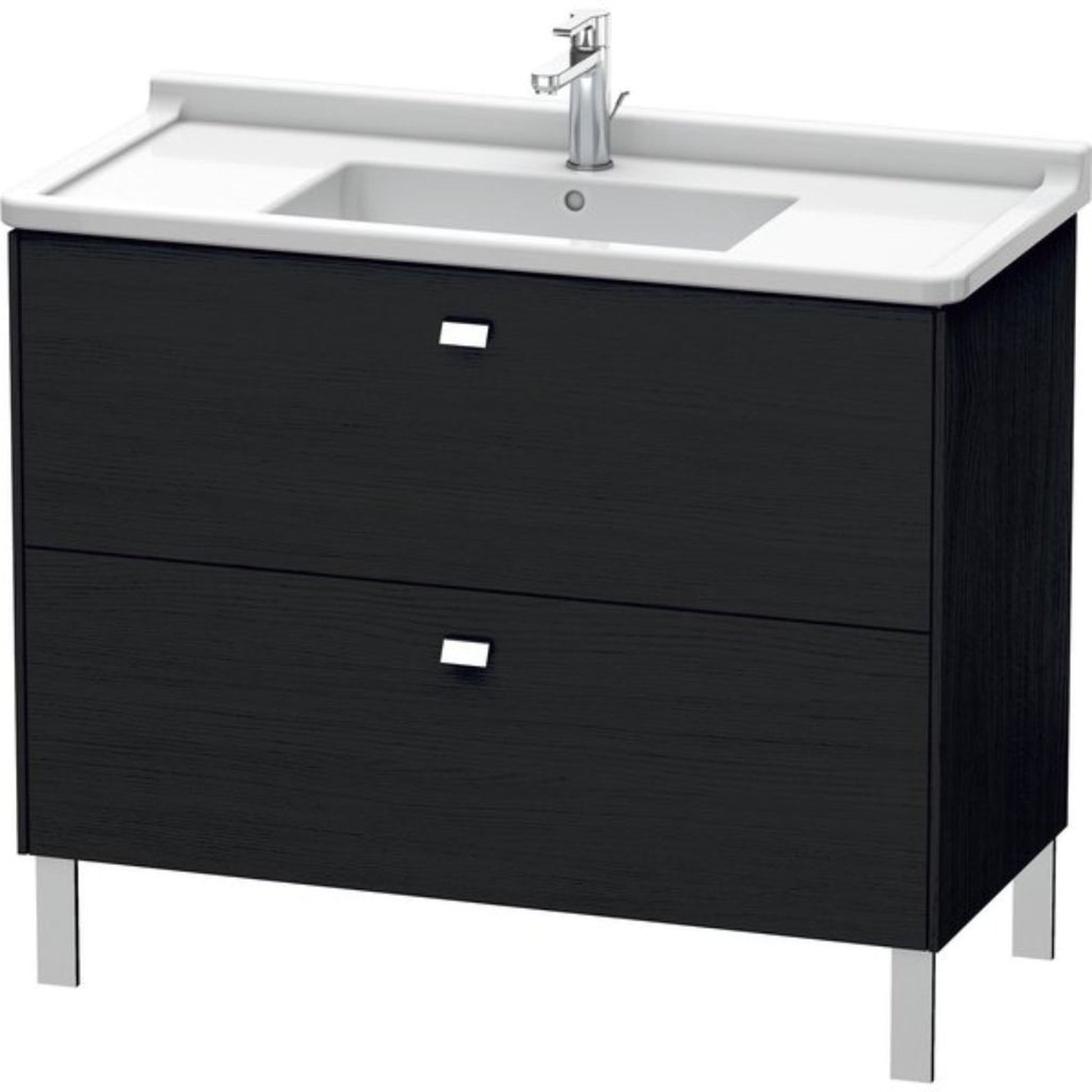 Duravit Brioso BR44230 40" x 27" x 18" Two Drawer Floor Standing Vanity Unit in Black Oak and Chrome Handle