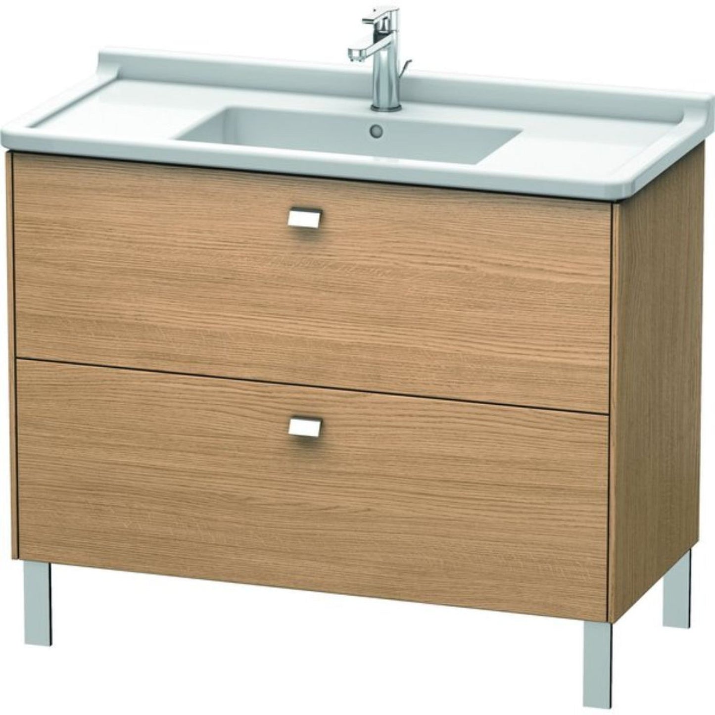 Duravit Brioso BR44230 40" x 27" x 18" Two Drawer Floor Standing Vanity Unit in European Oak and Chrome Handle