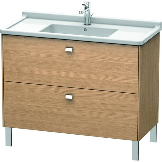 Duravit Brioso BR44230 40" x 27" x 18" Two Drawer Floor Standing Vanity Unit in European Oak and Chrome Handle