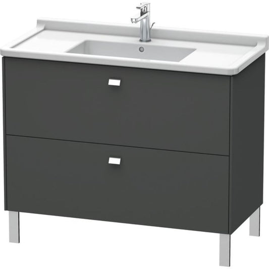 Duravit Brioso BR44230 40" x 27" x 18" Two Drawer Floor Standing Vanity Unit in Graphite Matt and Chrome Handle