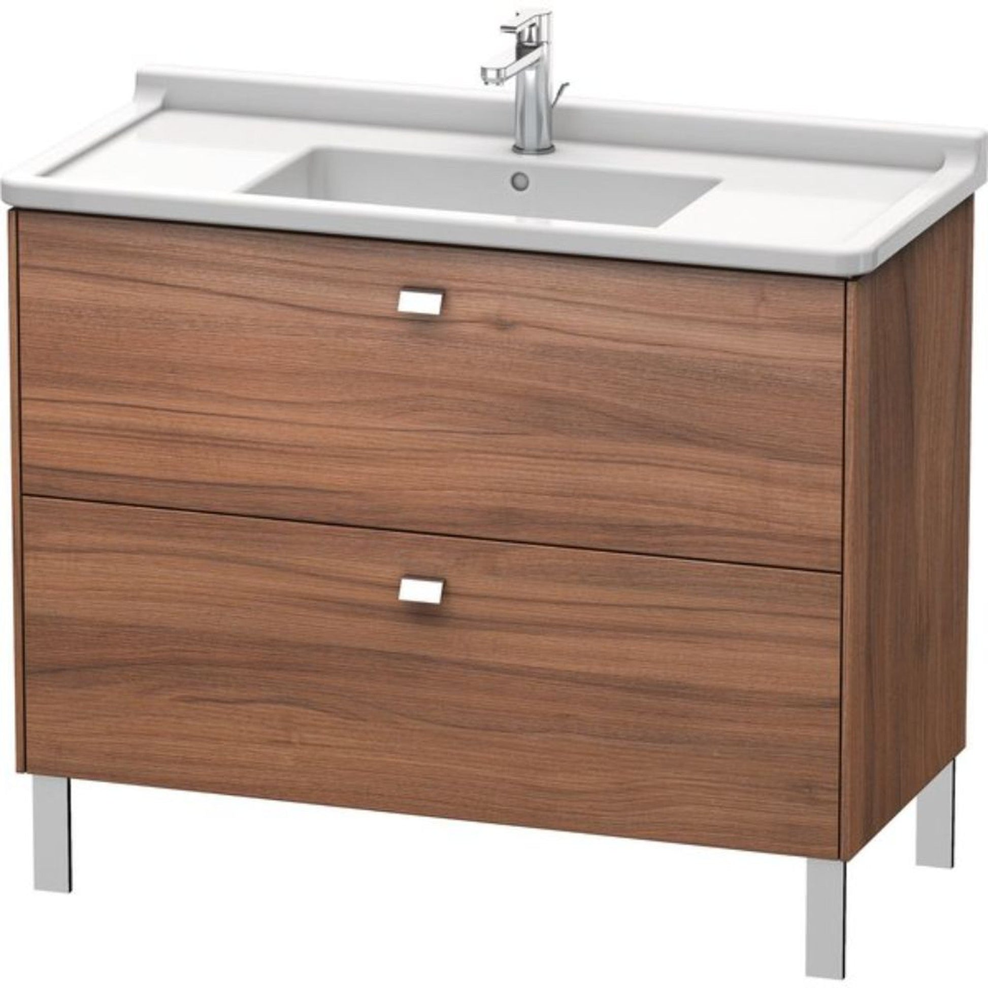 Duravit Brioso BR44230 40" x 27" x 18" Two Drawer Floor Standing Vanity Unit in Natural Walnut and Chrome Handle