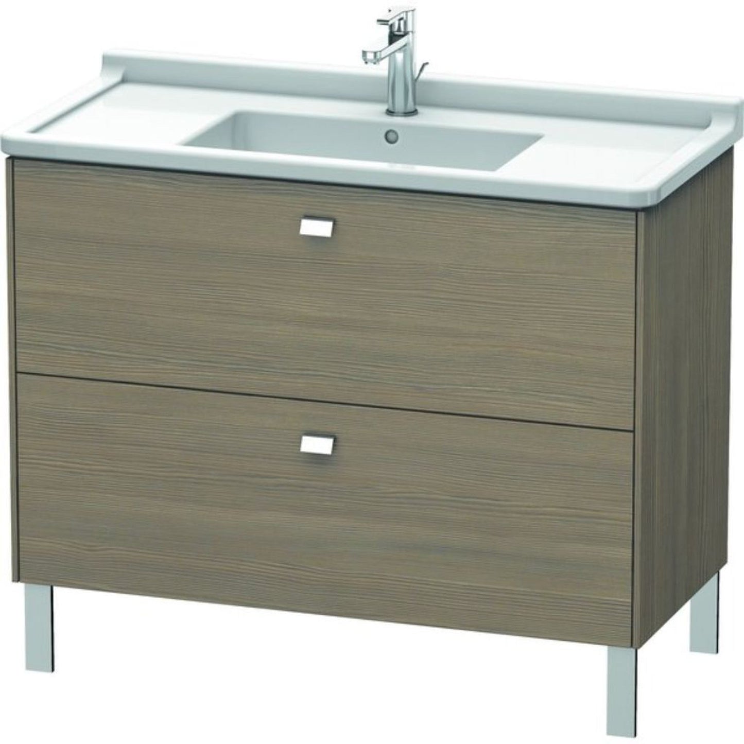 Duravit Brioso BR44230 40" x 27" x 18" Two Drawer Floor Standing Vanity Unit in Oak Terra and Chrome Handle