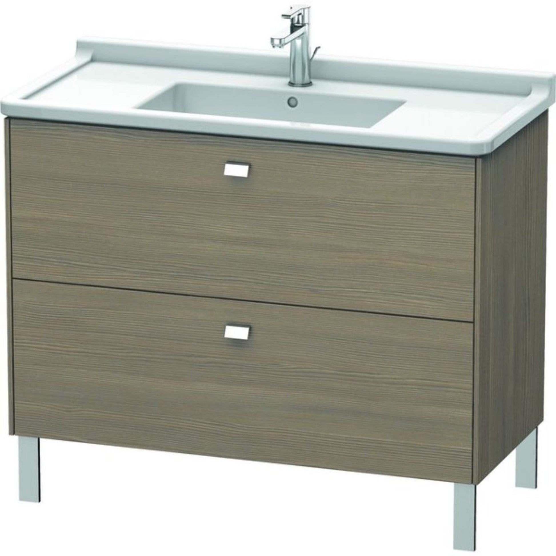 Duravit Brioso BR44230 40" x 27" x 18" Two Drawer Floor Standing Vanity Unit in Oak Terra and Chrome Handle