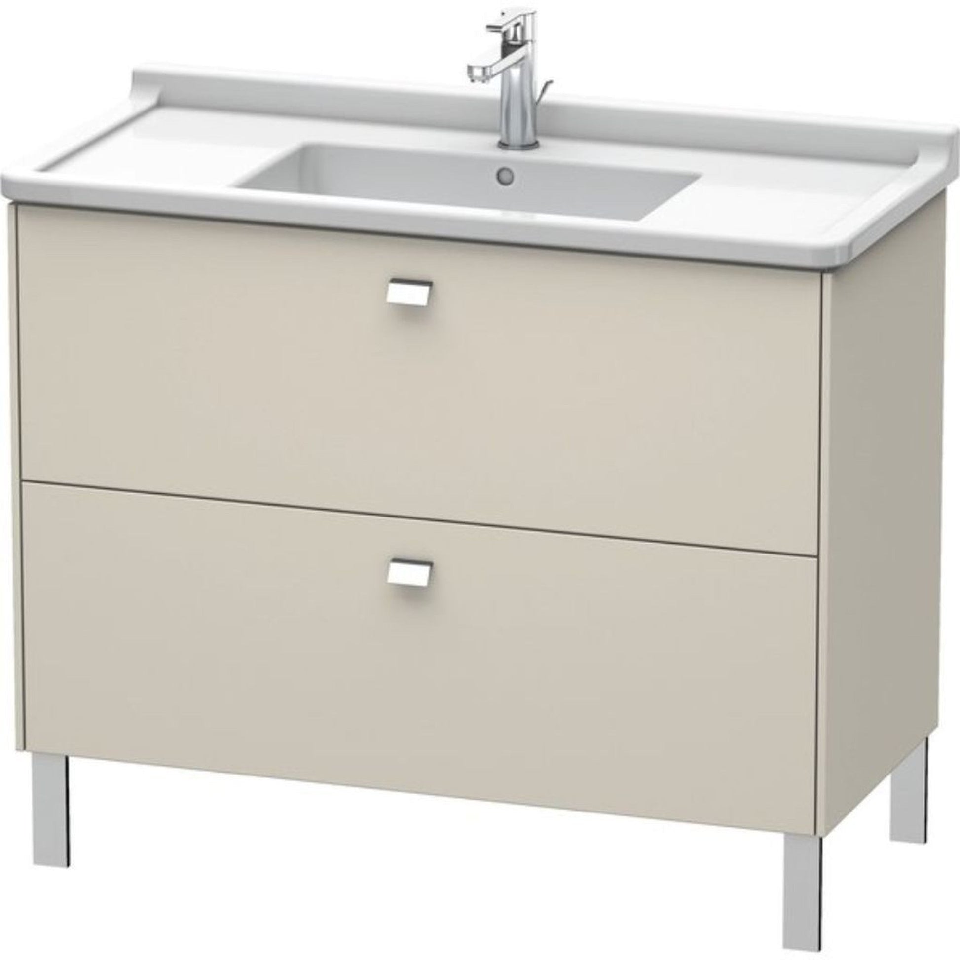 Duravit Brioso BR44230 40" x 27" x 18" Two Drawer Floor Standing Vanity Unit in Taupe and Chrome Handle