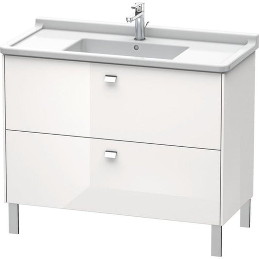 Duravit Brioso BR44230 40" x 27" x 18" Two Drawer Floor Standing Vanity Unit in White High Gloss and Chrome Handle