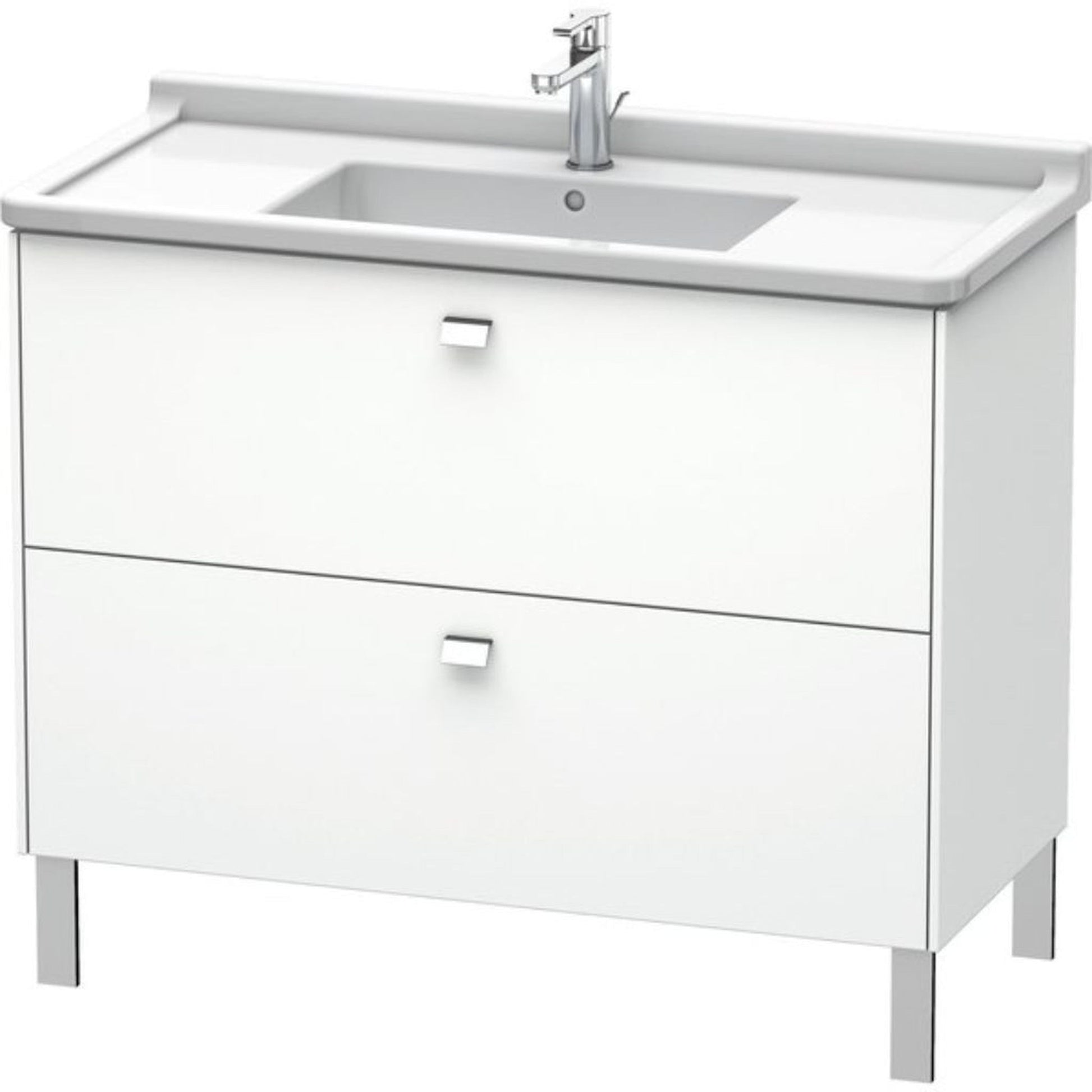 Duravit Brioso BR44230 40" x 27" x 18" Two Drawer Floor Standing Vanity Unit in White Matt and Chrome Handle