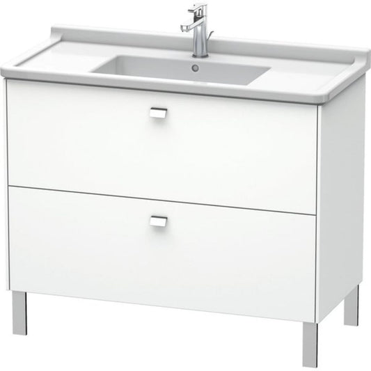 Duravit Brioso BR44230 40" x 27" x 18" Two Drawer Floor Standing Vanity Unit in White Matt and Chrome Handle