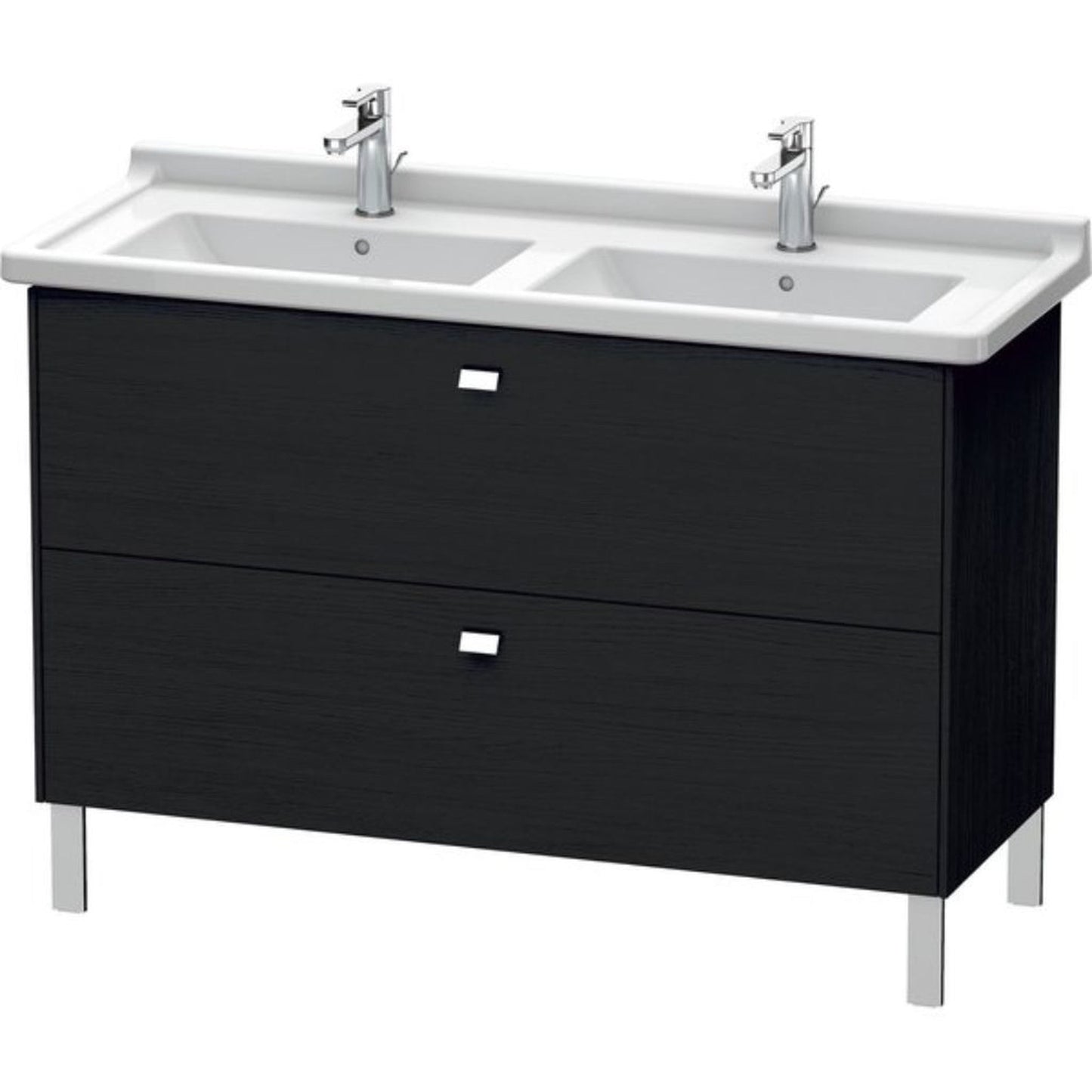 Duravit Brioso BR44240 48" x 27" x 18" Two Drawer Floor Standing Vanity Unit in Black Oak and Chrome Handle