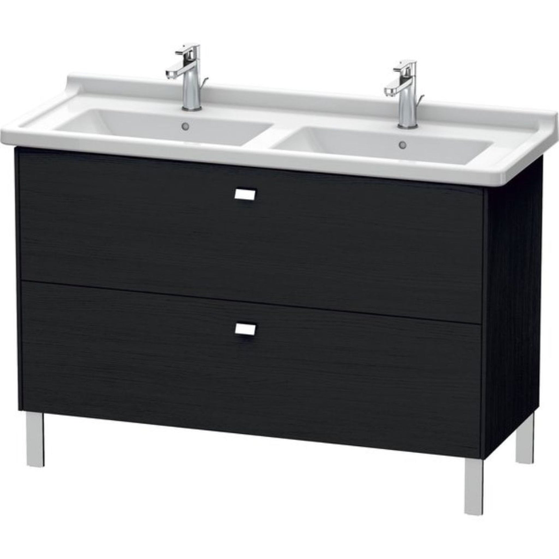 Duravit Brioso BR44240 48" x 27" x 18" Two Drawer Floor Standing Vanity Unit in Black Oak and Chrome Handle