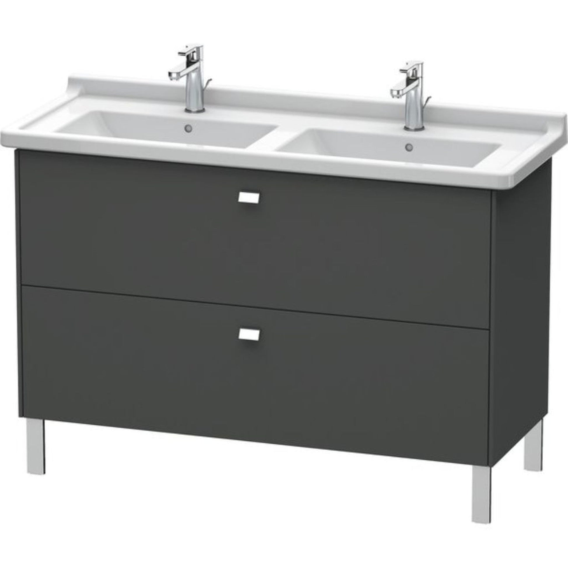 Duravit Brioso BR44240 48" x 27" x 18" Two Drawer Floor Standing Vanity Unit in Graphite Matt and Chrome Handle