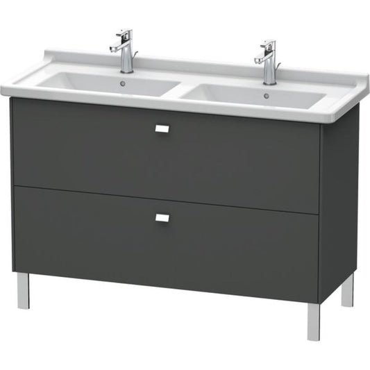 Duravit Brioso BR44240 48" x 27" x 18" Two Drawer Floor Standing Vanity Unit in Graphite Matt and Chrome Handle