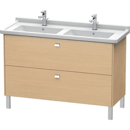 Duravit Brioso BR44240 48" x 27" x 18" Two Drawer Floor Standing Vanity Unit in Natural Oak and Chrome Handle