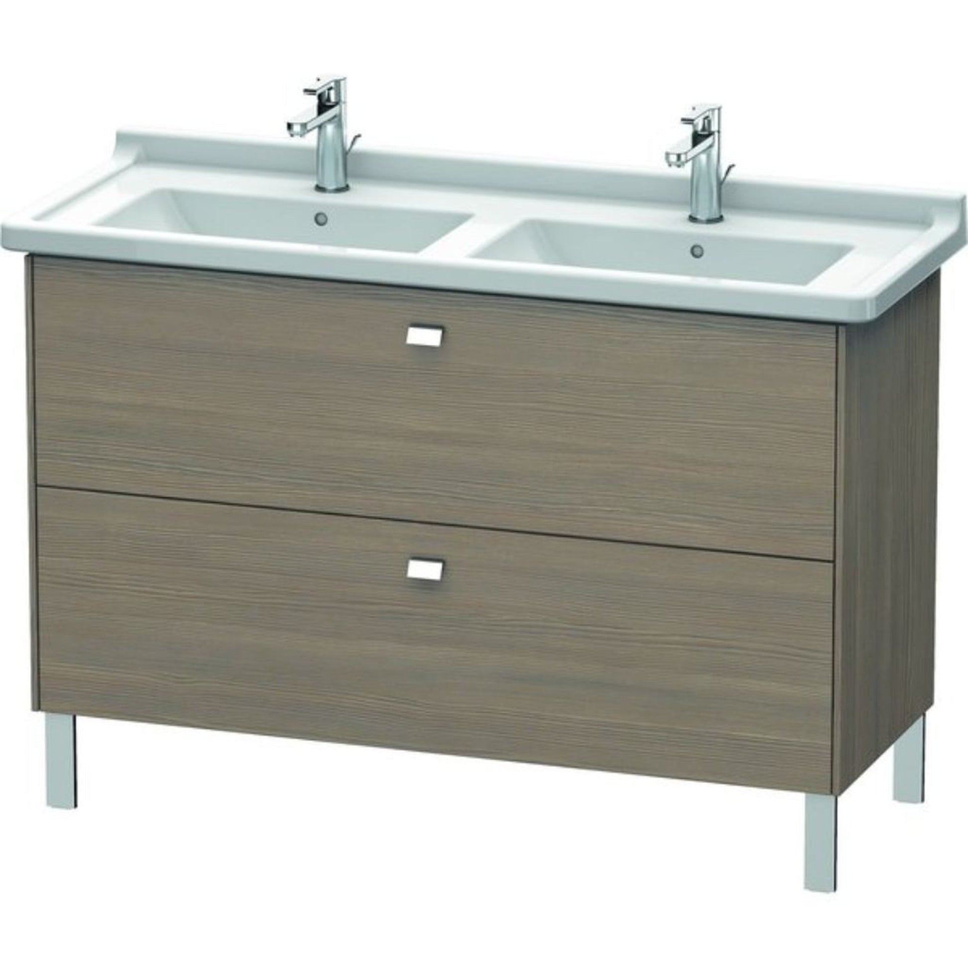 Duravit Brioso BR44240 48" x 27" x 18" Two Drawer Floor Standing Vanity Unit in Oak Terra and Chrome Handle