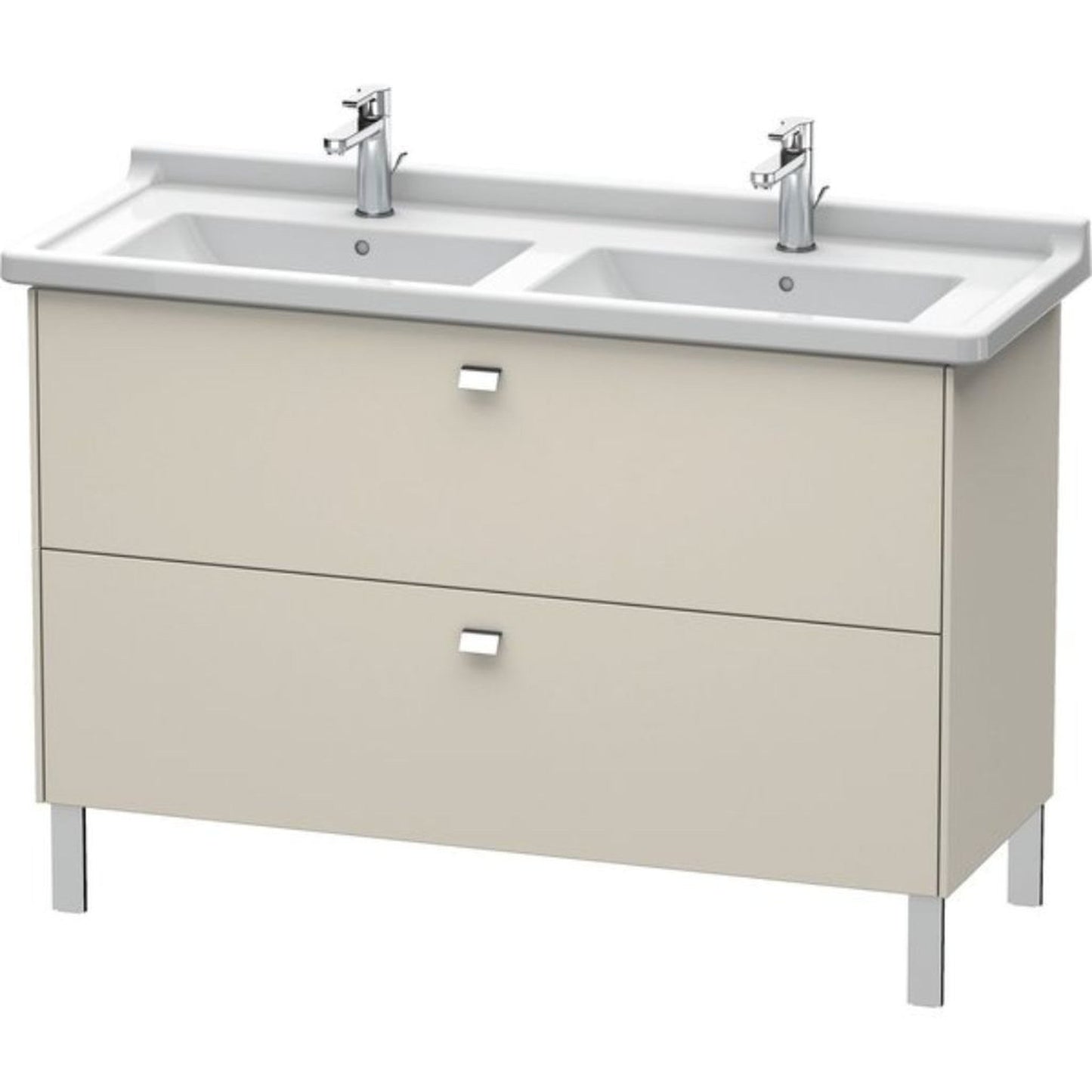 Duravit Brioso BR44240 48" x 27" x 18" Two Drawer Floor Standing Vanity Unit in Taupe and Chrome Handle