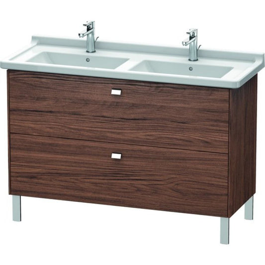 Duravit Brioso BR44240 48" x 27" x 18" Two Drawer Floor Standing Vanity Unit in Walnut Dark and Chrome Handle