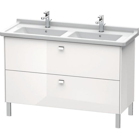 Duravit Brioso BR44240 48" x 27" x 18" Two Drawer Floor Standing Vanity Unit in White High Gloss and Chrome Handle