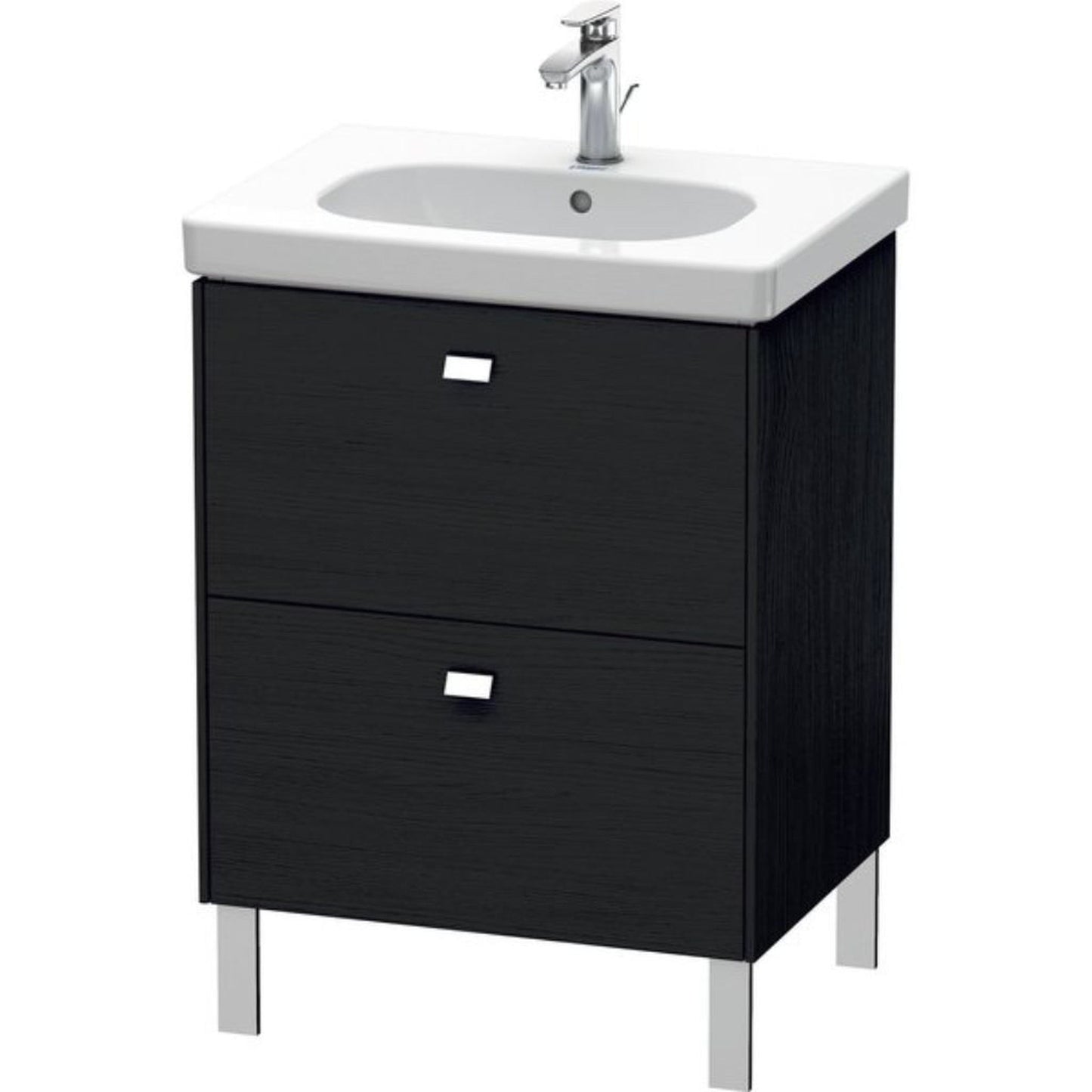 Duravit Brioso BR44250 24" x 27" x 18" Two Drawer Floor Standing Vanity Unit in Black Oak and Chrome Handle