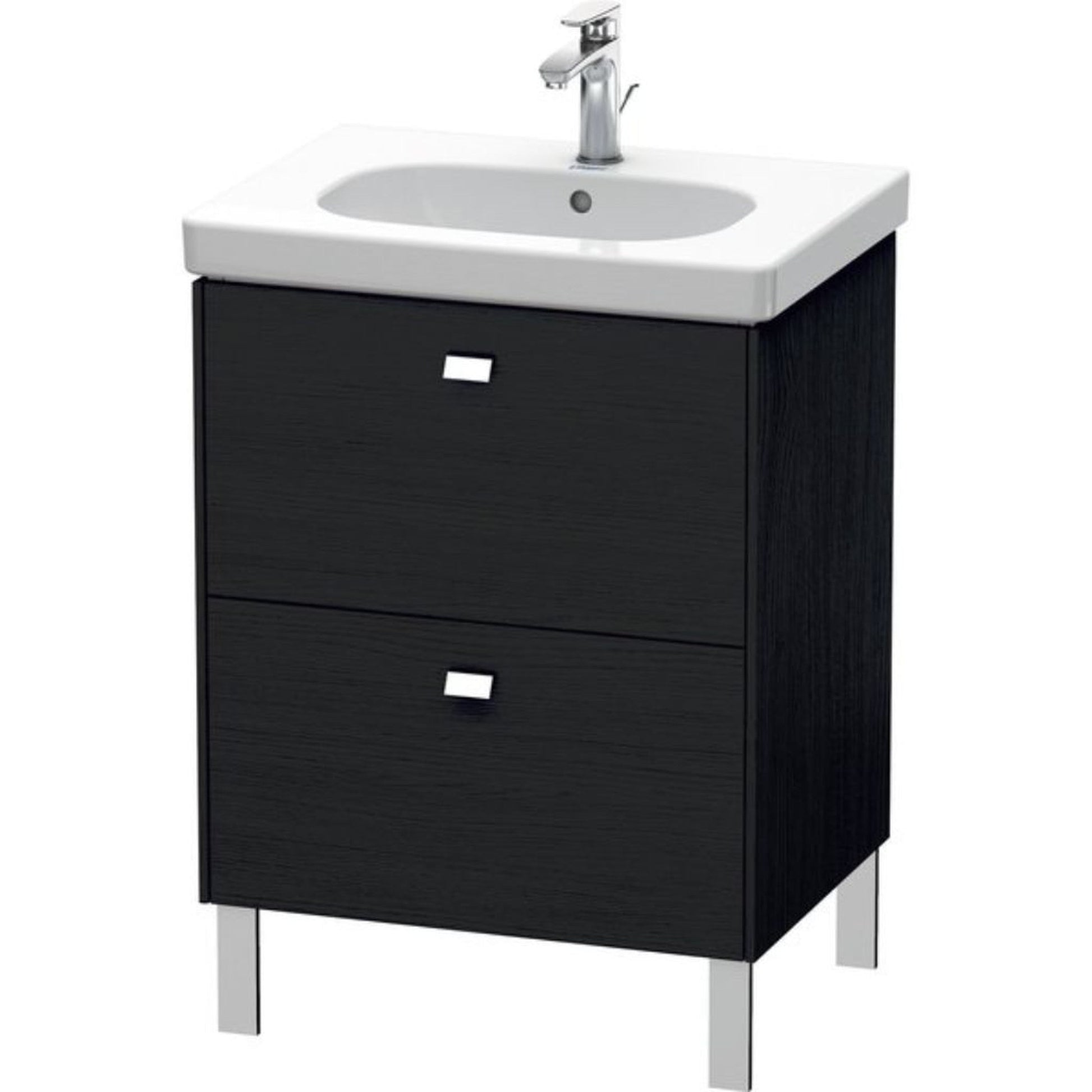 Duravit Brioso BR44250 24" x 27" x 18" Two Drawer Floor Standing Vanity Unit in Black Oak and Chrome Handle