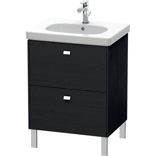 Duravit Brioso BR44250 24" x 27" x 18" Two Drawer Floor Standing Vanity Unit in Black Oak and Chrome Handle