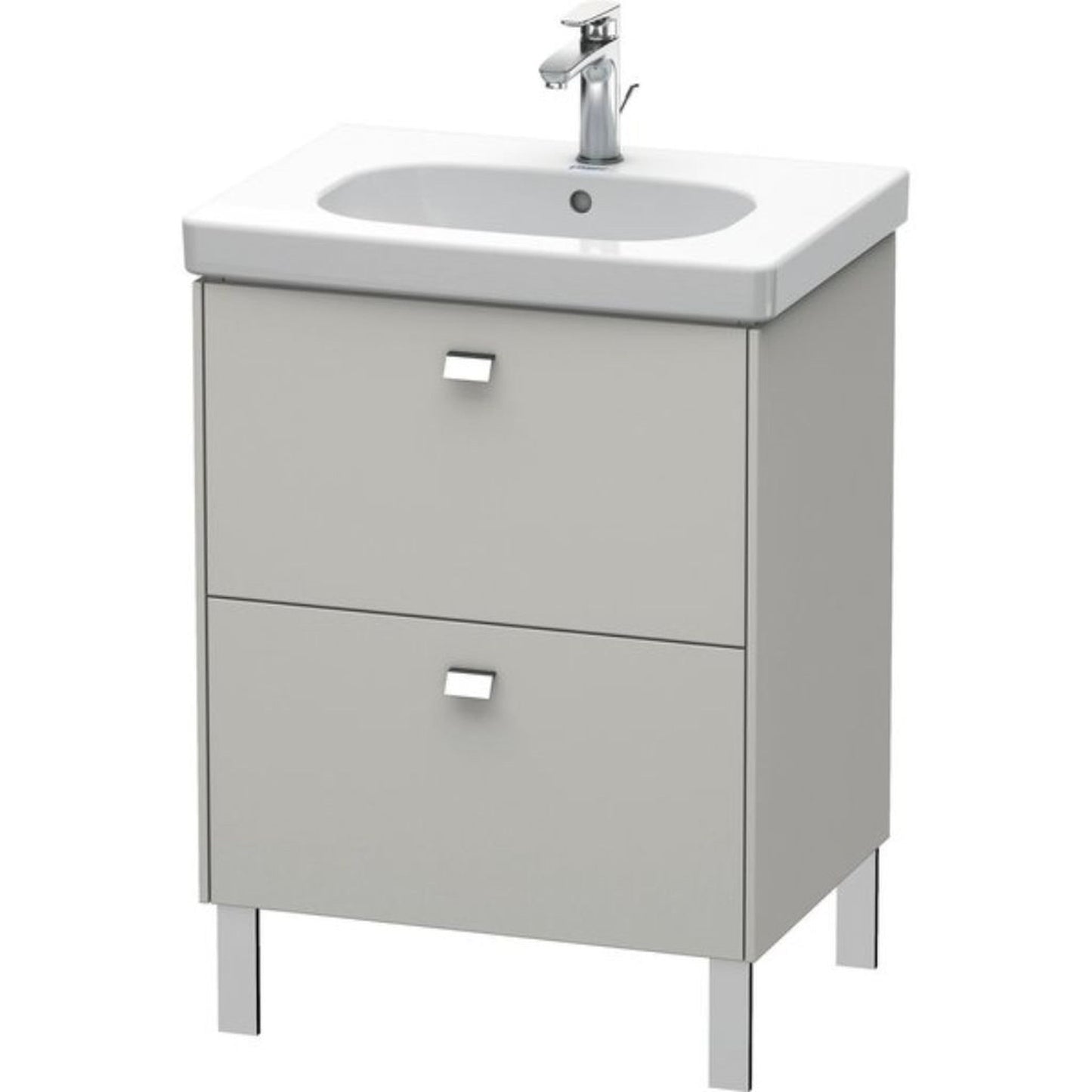 Duravit Brioso BR44250 24" x 27" x 18" Two Drawer Floor Standing Vanity Unit in Concrete Grey Matt and Chrome Handle