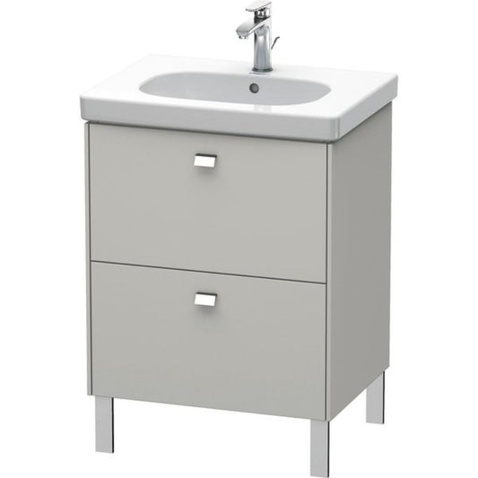 Duravit Brioso BR44250 24" x 27" x 18" Two Drawer Floor Standing Vanity Unit in Concrete Grey Matt and Chrome Handle