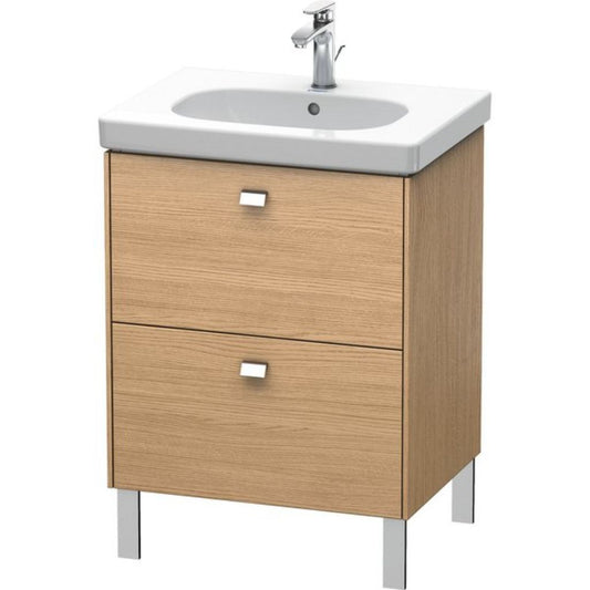 Duravit Brioso BR44250 24" x 27" x 18" Two Drawer Floor Standing Vanity Unit in European Oak and Chrome Handle
