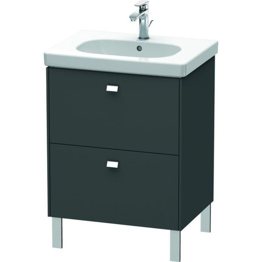 Duravit Brioso BR44250 24" x 27" x 18" Two Drawer Floor Standing Vanity Unit in Graphite Matt and Chrome Handle