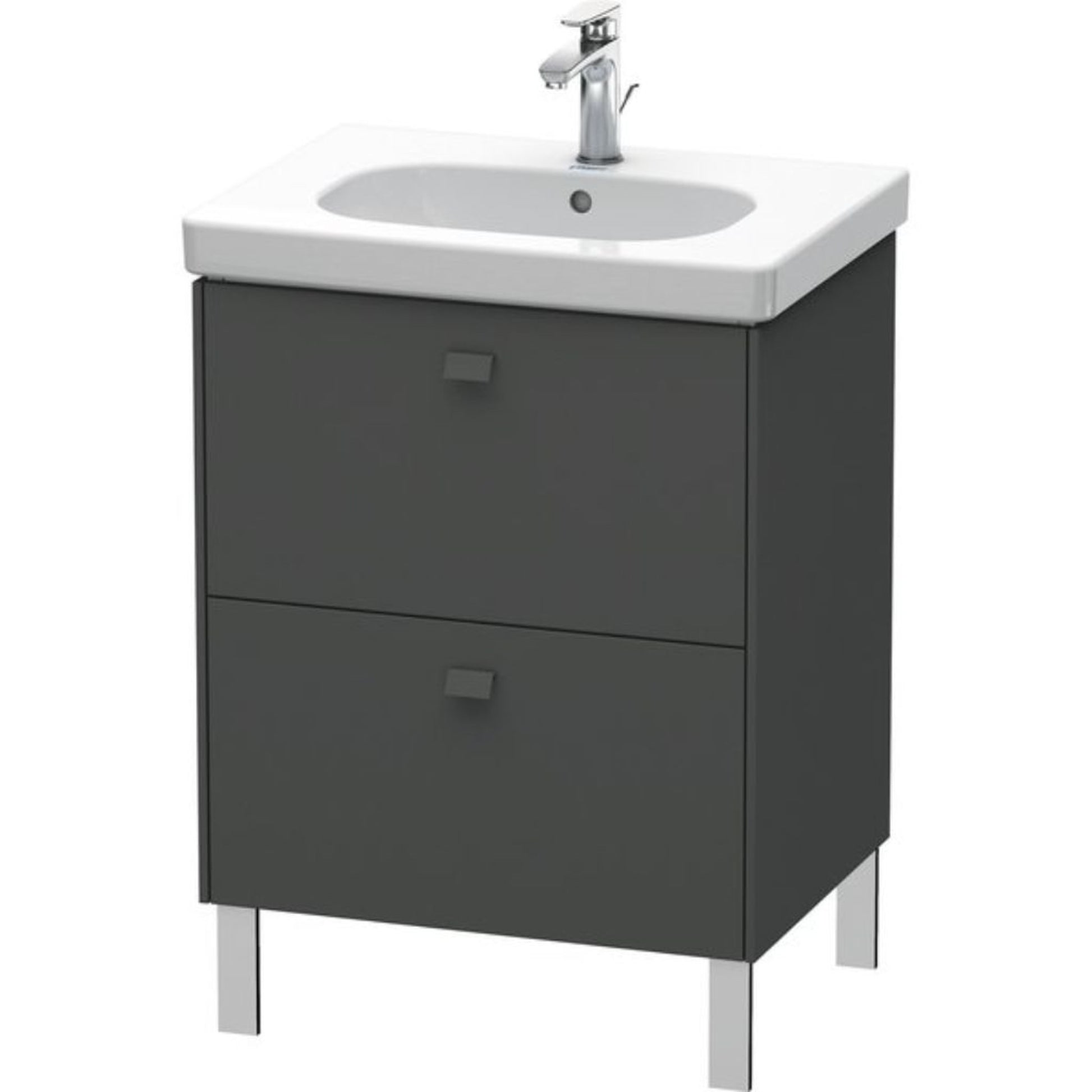 Duravit Brioso BR44250 24" x 27" x 18" Two Drawer Floor Standing Vanity Unit in Graphite Matt