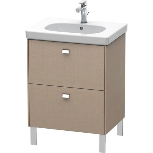 Duravit Brioso BR44250 24" x 27" x 18" Two Drawer Floor Standing Vanity Unit in Linen and Chrome Handle