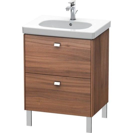 Duravit Brioso BR44250 24" x 27" x 18" Two Drawer Floor Standing Vanity Unit in Natural Walnut and Chrome Handle