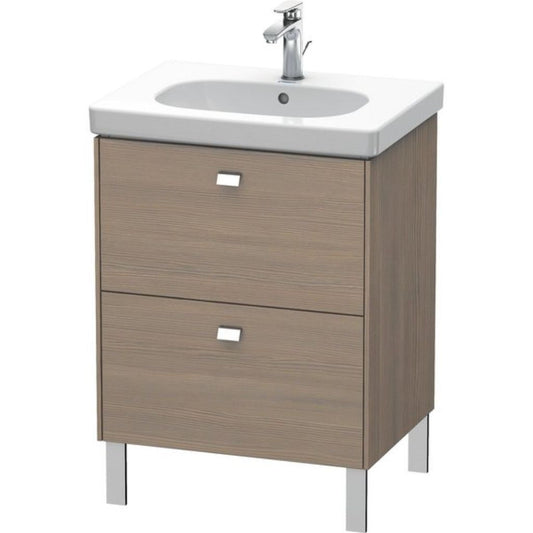 Duravit Brioso BR44250 24" x 27" x 18" Two Drawer Floor Standing Vanity Unit in Oak Terra and Chrome Handle
