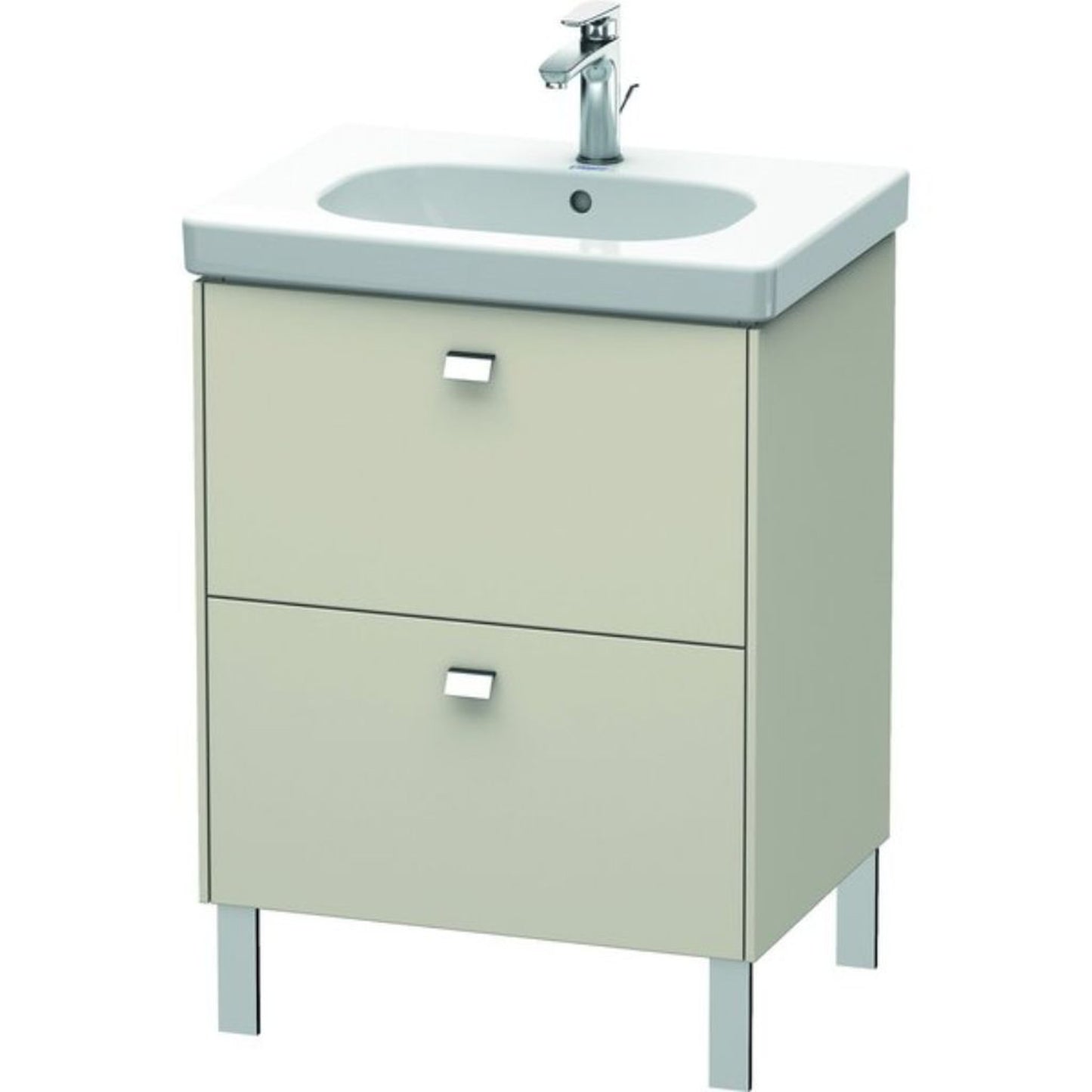 Duravit Brioso BR44250 24" x 27" x 18" Two Drawer Floor Standing Vanity Unit in Taupe and Chrome Handle