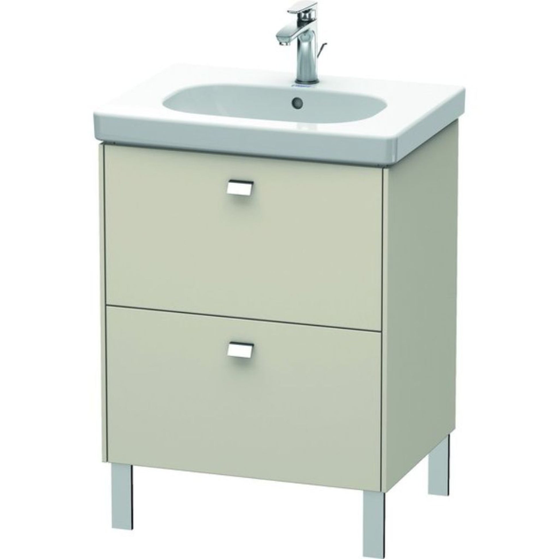 Duravit Brioso BR44250 24" x 27" x 18" Two Drawer Floor Standing Vanity Unit in Taupe and Chrome Handle