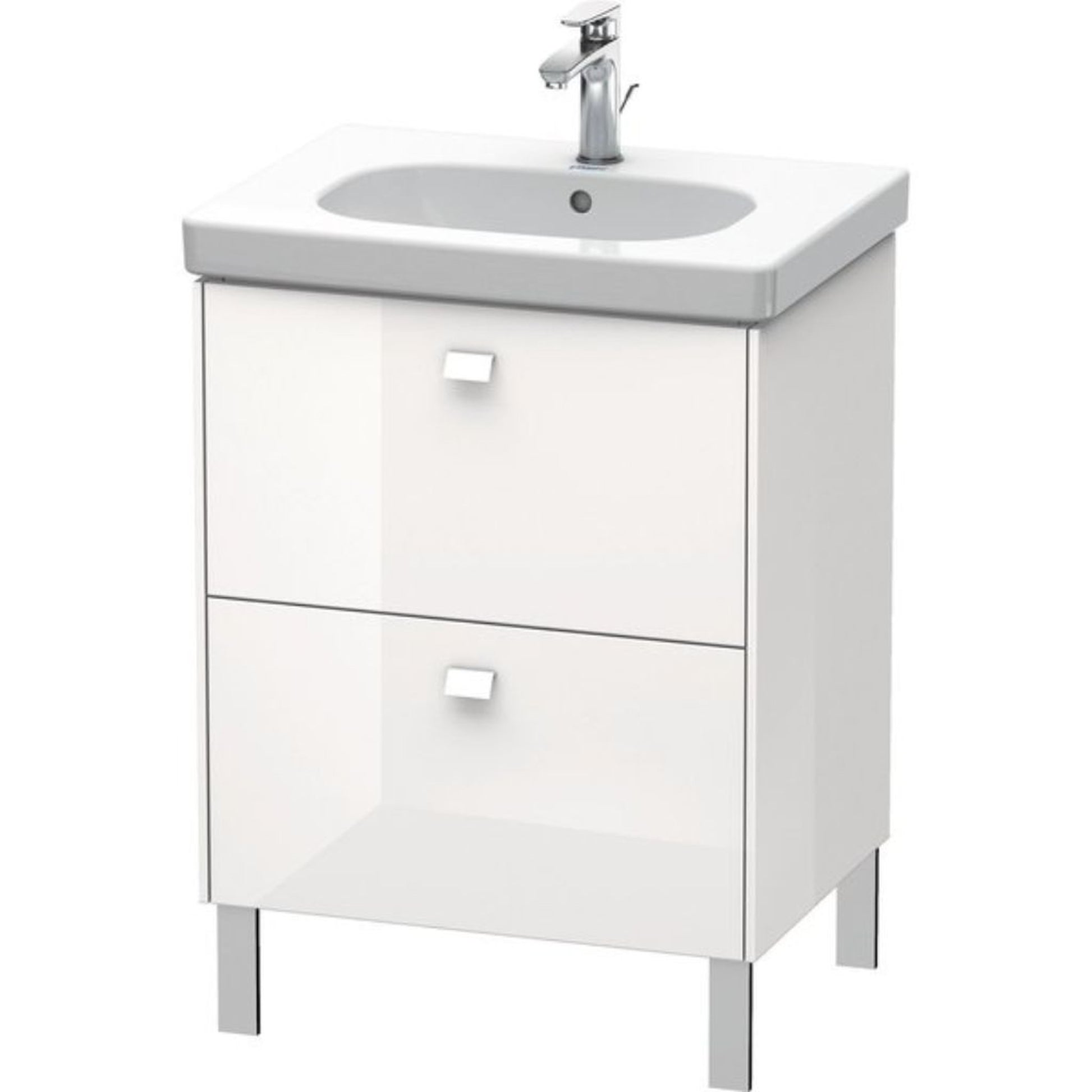 Duravit Brioso BR44250 24" x 27" x 18" Two Drawer Floor Standing Vanity Unit in White High Gloss