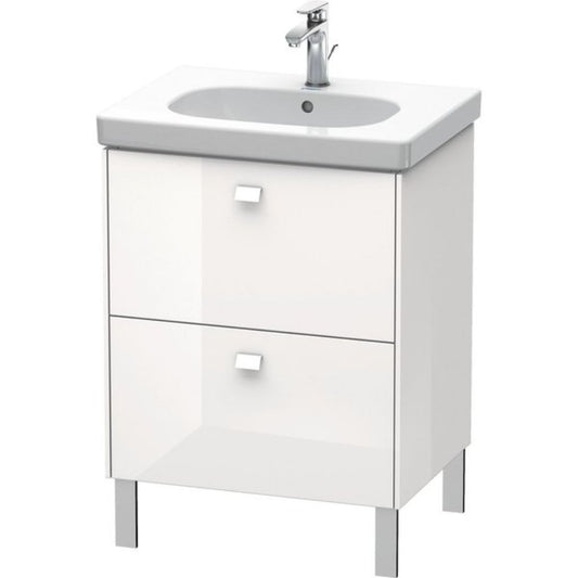Duravit Brioso BR44250 24" x 27" x 18" Two Drawer Floor Standing Vanity Unit in White High Gloss