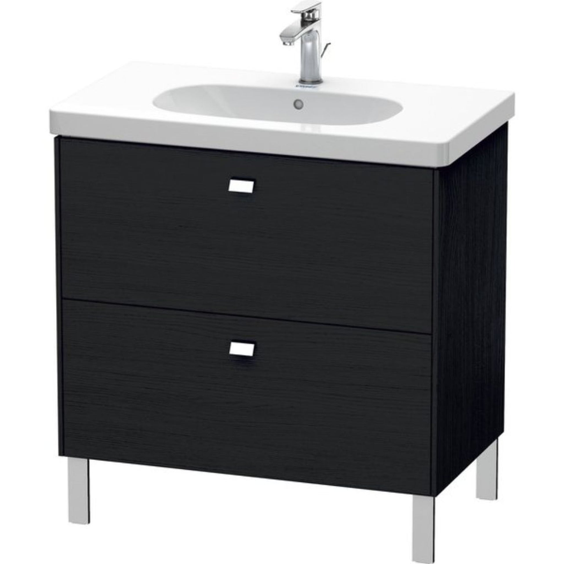 Duravit Brioso BR44260 32" x 27" x 18" Two Drawer Floor Standing Vanity Unit in Black Oak and Chrome Handle