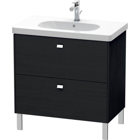 Duravit Brioso BR44260 32" x 27" x 18" Two Drawer Floor Standing Vanity Unit in Black Oak and Chrome Handle