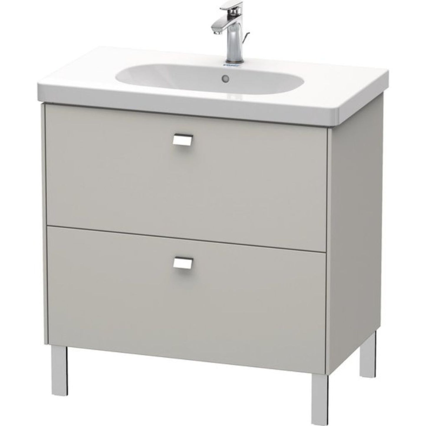 Duravit Brioso BR44260 32" x 27" x 18" Two Drawer Floor Standing Vanity Unit in Concrete Grey Matt and Chrome Handle